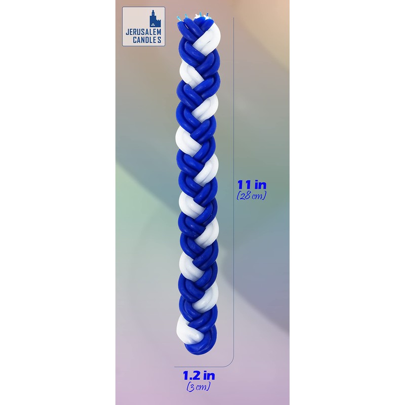 Jerusalem Candles Havdalah Candle - Braided Blue and White -