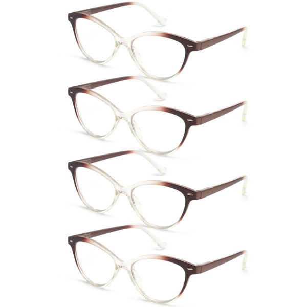 HEEYYOK Women Reading Glasses 4 Pack 3.25 Cateye Readers Glasses