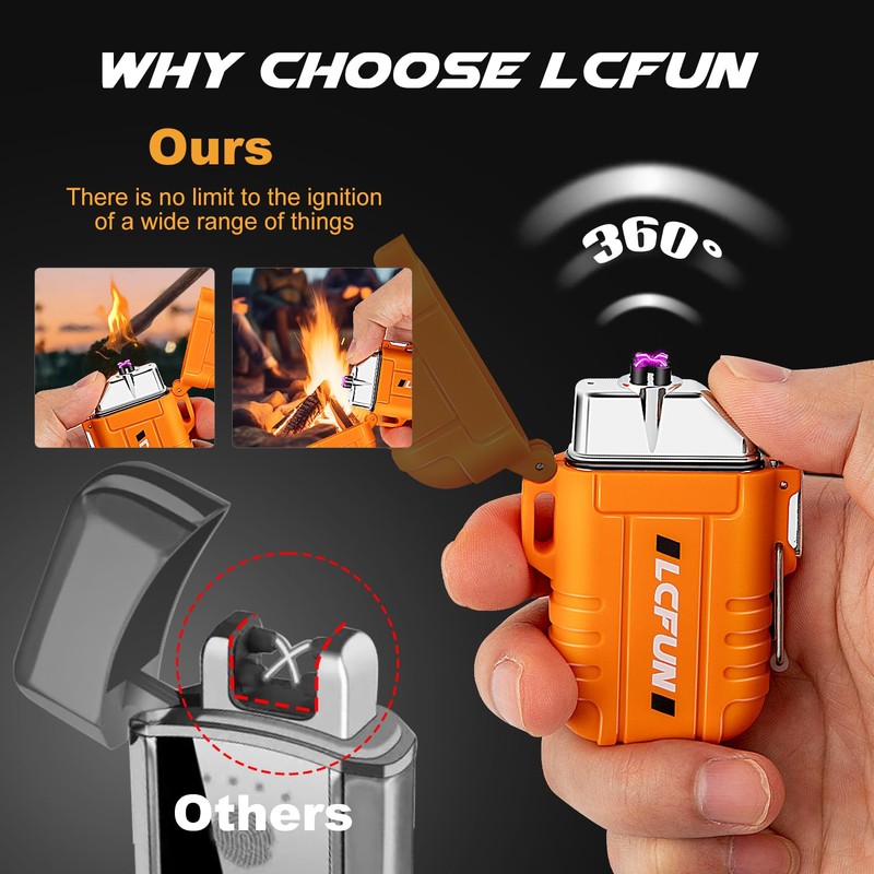 LcFun 2 Pack Waterproof Lighters, Outdoor Windproof Torch Lighters Butane