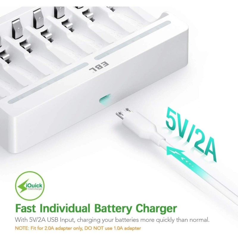 EBL 16x AAA Rechargeable Batteries Triple A 1100mAh NiMH +AA
