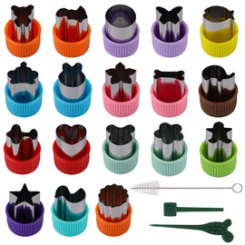 21Pcs Vegetable Cutter Shapes Set - 18Pcs Fruit Shape Cutters and 3Pcs Food Cutters Tools Accessories for Kids Lunch