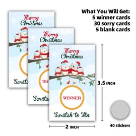 Christmas Scratch Off Cards - 40pcs Xmas Party Scratch Prize Cards - Bird Festive Raffle Tickets for Adults Families Events Business Groups Game Supplies - A01
