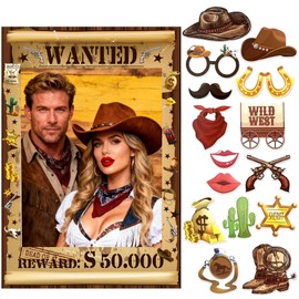 Western Cowboy Photo Booth Props Wild West Wanted Poster Photo Props Frame