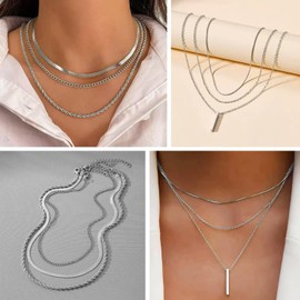 PNYFIL 99 Pcs Silver Plated Jewelry Set for Women - Includes 9 Layered Necklaces, 16 Bracelets, 43 Hoop/Stud/Cuff Earrings & 22 Silver Rings | Complete Jewelry Pack, Ideal Birthday Gift