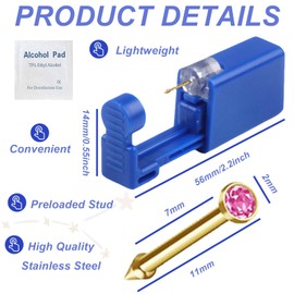 orilace 30Pcs Self Nose Piercing Kit- Blue Disposable Nose Piercing Gun Built-in Nose Stud, Safe Easy Use Painless At Home Nose Piercing Tool (G199+199)