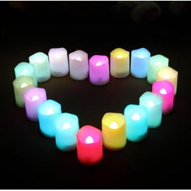 CANDLE CHOICE Color Changing Battery Operated Flameless Votive Candles with Remote Timer Realistic Flickering Electric Multi-color LED Lights Christmas Wedding Party Decorations 12 Pack Batteries Incl