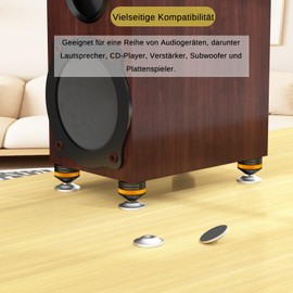 Monosaudio 4 x HiFi Speaker Stands Feet HiFi Spikes Pad Device Feet Aluminium Shock Absorber Feet Absorber Feet HiFi Coaster for Amplifier Turntable Subwoofer (Silver, SP3909)