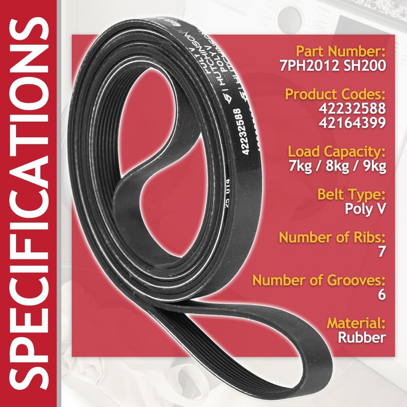 SPARES2GO Poly-V Drive Belt for Bush BCGBTD8HP TD7CNBCW Tumble Dryer