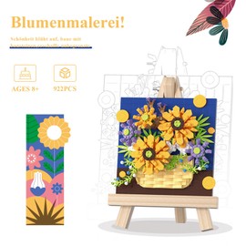 Astrevo Micro Flower Building Blocks Set, Sunflower Bouquet Clamping Blocks with Display Shelf, Creative Building Craft Toy Gifts for Children and Adults (Dream Catcher)