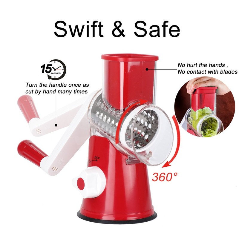 Ourokhome Vegetable Mandoline Slicer Chopper- Rotary Cheese Grater with 3