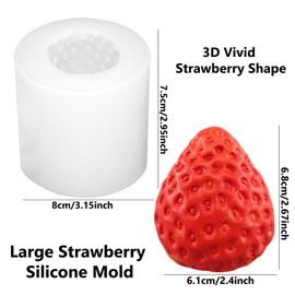 Large 3D Strawberry Silicone Mold Vivid Strawberry Fruit Chocolate Candy Fondant Mold Big Strawberry Soap Candle Making Mold