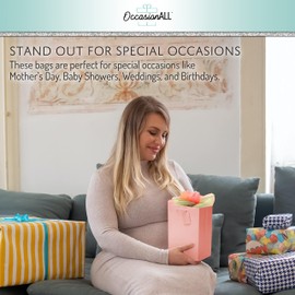 OccasionALL 7.5x9x3.5 12 Piece Medium Blue Gift Bags, Navy Blue Gift Bags with Handles for Groomsmen Gift Bags, Winter Gift Bags, Bags for Presents