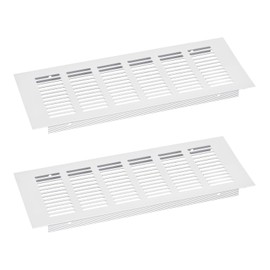 sourcing map Air Vents Cover, 2Pcs 250 x 100mm Aluminum Alloy Mesh Air Return Vent Cover, Rectangle Louvered Ventilation Grille for Shoe Cabinet Wardrobe (Silver)