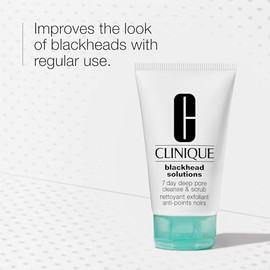 Clinique Blackhead Solutions 7 Day Deep Pore Cleanse & Scrub, limpiador facial diario con ácido salicílico + vitamina E para todo tipo de piel, 4.2 on