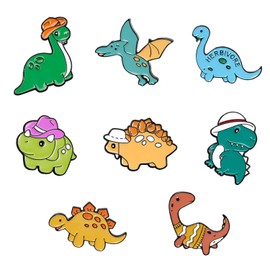 CHROMACRAFT 8 Pieces Cartoon Dinosaur Brooches Creative Cute Brooches Kids Brooches Metal Brooches Gift Brooches Decorative Brooches, Metal