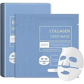 Mascarilla Bio Colágeno, Mascarilla de Colágeno, Minimiza los Poros Mejora la Elasticidad, Mascarillas Faciales para Reafirmación del Rostro en Mujeres y Adolescentes - 5 piezas