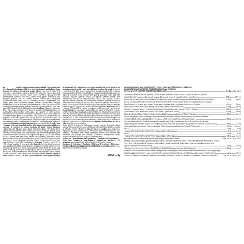 GymBeam ASAP Pre-Workout with Beta Alanine, Citrulline Malate - Natural