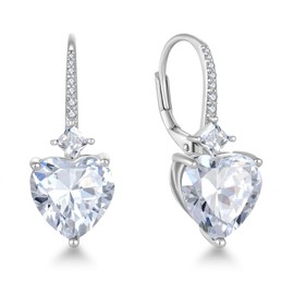 Starchenie Birthstone Earrings for Women 925 Sterling Silver Lover Heart Leverback Earrings Birthstone Jewelry Gift for Her