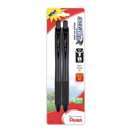 Pentel EnerGel-X Retractable Liquid Gel Pen, 1.0mm, Metal Tip, Black Ink, 2 Pack (BL110BP2A)