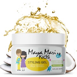 MAYA MARI Gel Para Peinar El Cabello Para Niños Con Extracto De Coco | Gel Para El Cabello De Bebé Seguro Y Suave | Productos Para El Cabello Para Niños Pequeños Sin Sulfatos Para Niños Y Niñas, 12 Oz