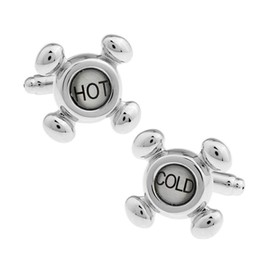 Faucet Cufflinks Hot Cold Taps for Plumber Plumbers Cuff Links