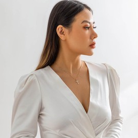 Clataly Cross Necklace for Women Simple Tiny Cross Pendant Necklaces Jewelry Gifts for Women Girl (Gold)