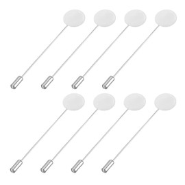 sourcing map Pack of 30 Round Brooch Pins 3 Inch Metal Shelf Stick Lapel Pin Long Pin Clips for Women Men ID Scarf Hat White