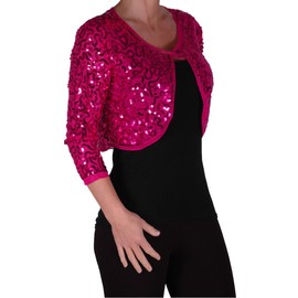 EyeCatch - Scarlett Sequin Chiffon Long Sleeve Top Bolero Shrug Cardigan