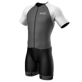 Sparx Mens Elite Aerosuit Triathlon Suit Mens Short Sleeve Tri Suit Skinsuit (Gray, Medium)