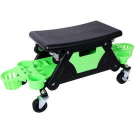 TREATLIFE HOME Rolling Detailing Creeper Seat with Removable Tool Trays, Ergonomic Mechanic Stool with Wheels, 300 Lbs Capacity, Green
