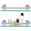 Sanbege 2-Pack Tempered Glass Bathroom Shelf with Rail, 15" x