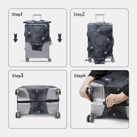 OrgaWise Elastic Travel Luggage Cover Suitcase Cover for 22-32 Inch Suitcase Protective Cover with Zipper, with a Luggage tag, M(22-25 Inch)