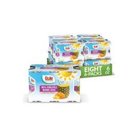 Dole 100% Pineapple Mango Juice, Excellent Source of Vitamin C, 6 Fl Oz (Pack of 6), 48 Total Cans