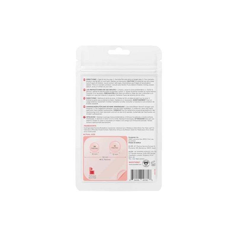 Avarelle Parches hidrocoloide, árbol de té, aceite de caléndula, CICA