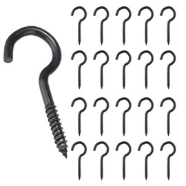 Behiruch Schraubhaken Edelstahl Schwarz, 20 Stück Haken zum Schrauben Kohlenstoffstahl, Deckenhaken, Hakenschrauben, Wandhaken Kleine Kaken zum Schrauben, für Hängende Pflanzen Teetassen Schlüsse