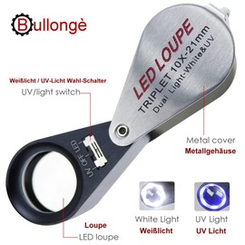Bullongè Folding Magnifier 10 x 21 LED and UV