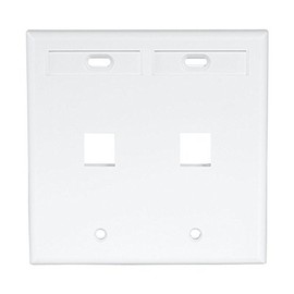 Leviton 2-Port Dual Gang QuickPort Wallplate with ID Windows, 42080-2WP, White