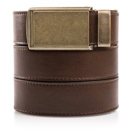 SlideBelts Men's Classic Belt - Custom Fit (Mocha Brown Leather with Brass Buckle (Vegan), One Size)