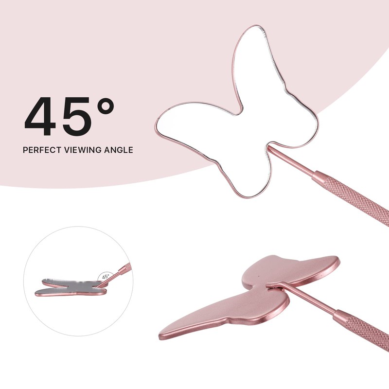 Miuffue Butterfly Lash Mirror, 2.5" Cute Eyelash Mirror, Stainless Steel