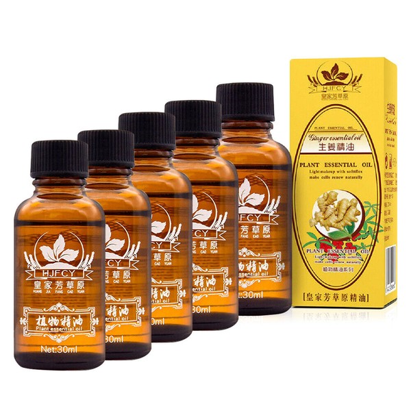 5Pcs Ginger Massage Oil Muscle Repelling Cold Active Oil for Lymphatic Drainage