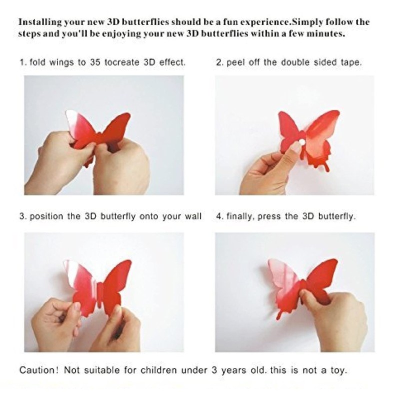Jaamso Royals 'Red and Black 3D Butterflies' Wall Sticker 2