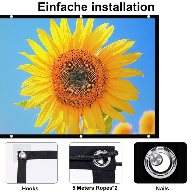 JASFLY Screen Projector 120 Inch 16:9 HD High Resolution Projector