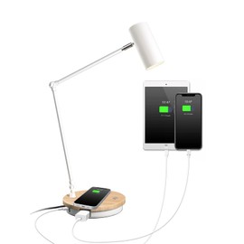 Desk lamp Eye-Caring Table Lamps, 360°Rotation Gooseneck Clip on Lamp Reading Light, Portable Reading Book Light, Clamp Light, Study Desk Lamps for Bedroom and Office Home Lighting (Off White) (White)