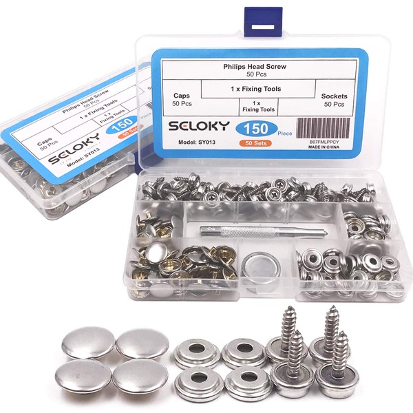 150 Pcs Snaps Fastener Screw Snaps, Heavy Duty Metal Snaps