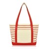 DALIX Large Stripe Tote Deluxe Shoulder Bag Cotton Canvas in