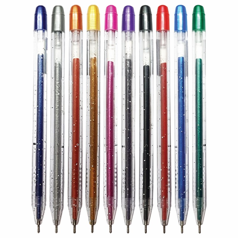 iQUBA Glitter Gel Pens, MULTICOLOUR, Medium Point (1.0mm), Pack of