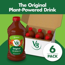 V8 Original 100 Vegetable Juice 64 Fl Oz Pack of 6 Gluten Free Non GMO