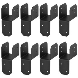8 Pcs 2x4 2x6 Post Caps Tie Bracket, Pergola Brackets, Joist Hanger Connector for Deck & Roof, 17 Gauge Black