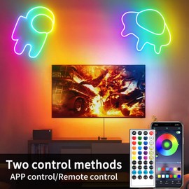 segrass LED neon Lights Strip 132FT,DC 24V RGB LED neon Light Strip APP Remote Controls Control Waterproof Flexible Neon LED Rope Lights for Bedroom,Playroom,Outdoors Decor（2 Rolls of 66ft）