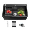 ARTLINE 16 Gauge Black Kitchen Sink, 3 Hole Stainless Steel